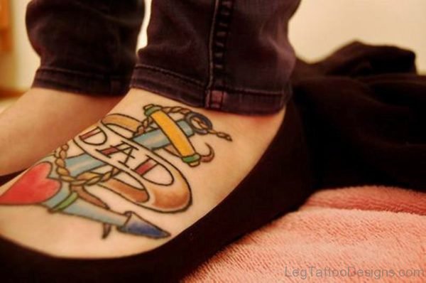 Dad Anchor Foot Tattoo