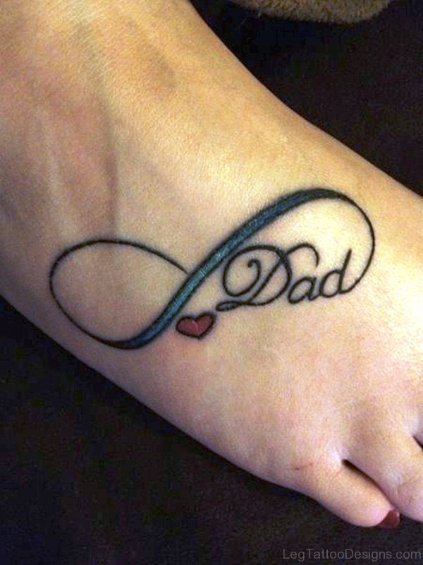 Dad Infinity Heart Tattoo On Foot