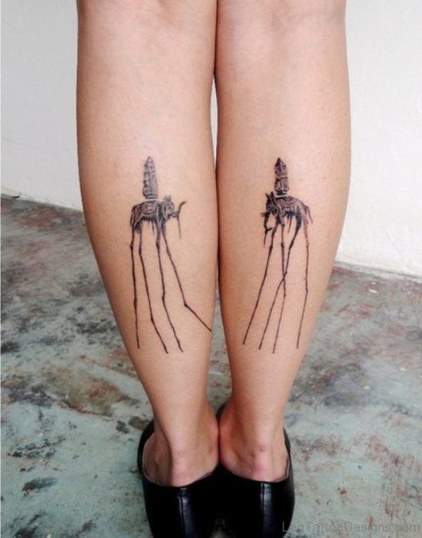 Dali Elephant Leg Tattoo