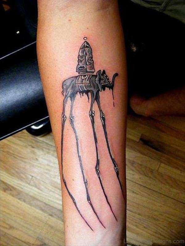 Dali Elephant Tattoo On Leg