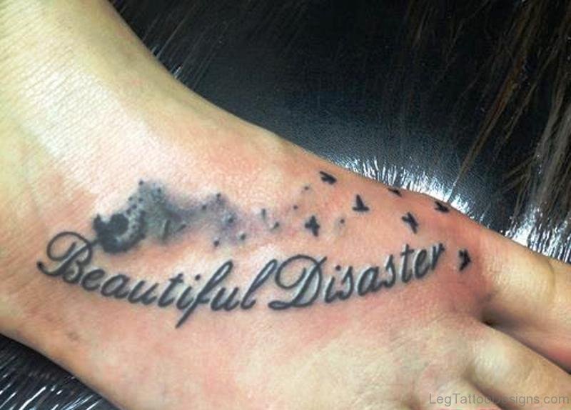 Dandelion Beautiful Disaster Tattoo On Foot.