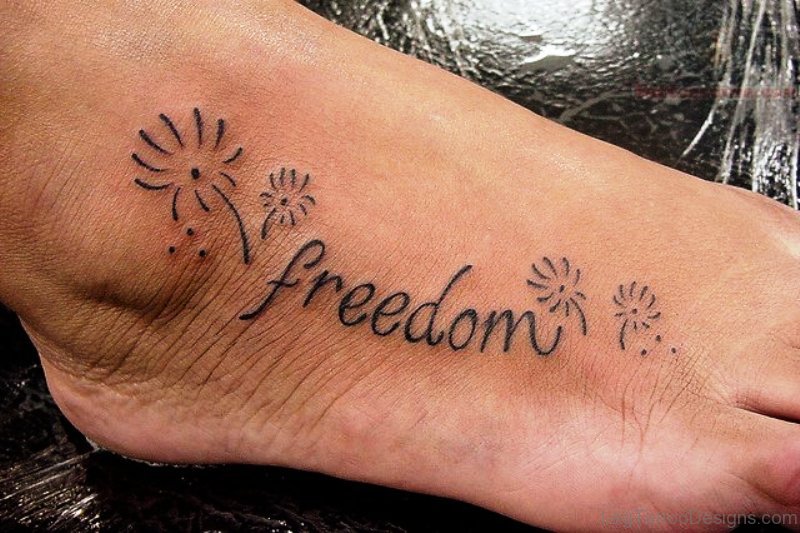 Dandelion Freedom Tattoo On Foot.