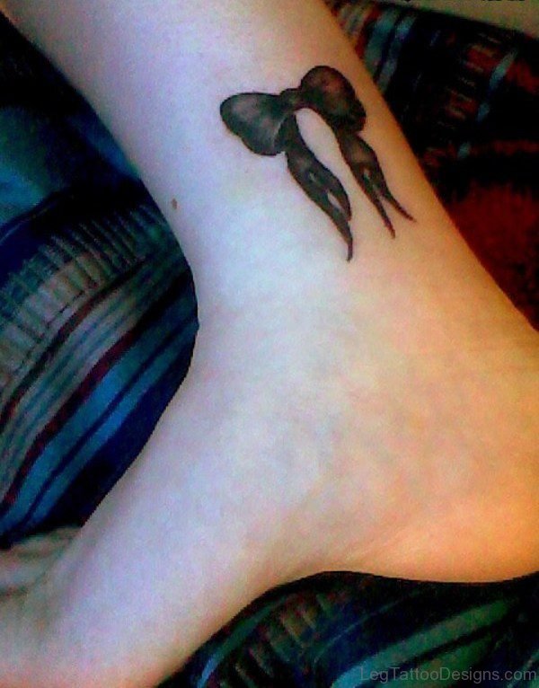 Dark Bow Tattoo On Ankle