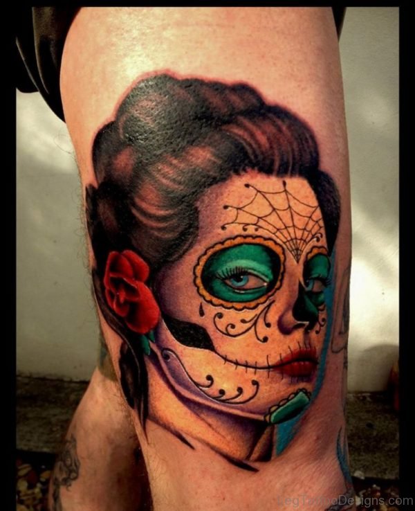 Day Of The Dead Girl Head Tattoo