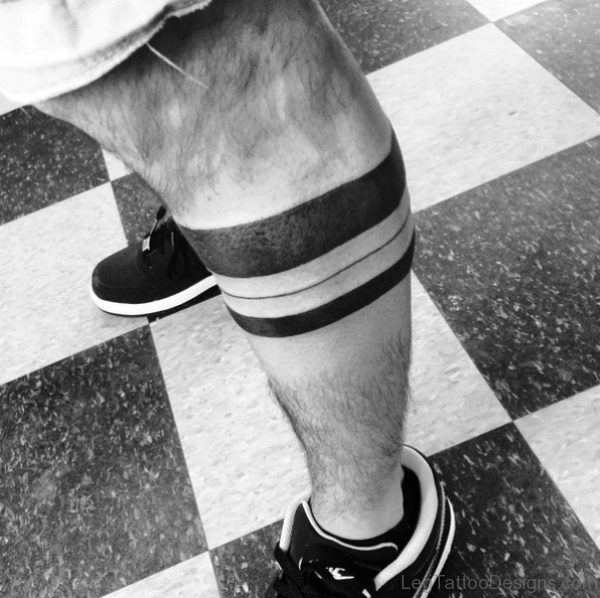 Dazzling Band Tattoo On Leg