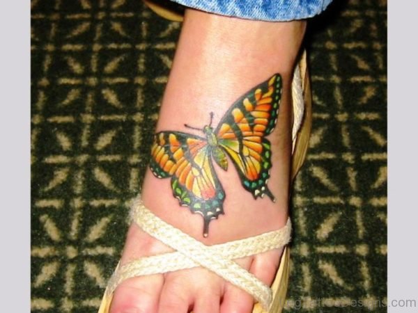 Dazzling Butterfly Tattoo Design On Foot