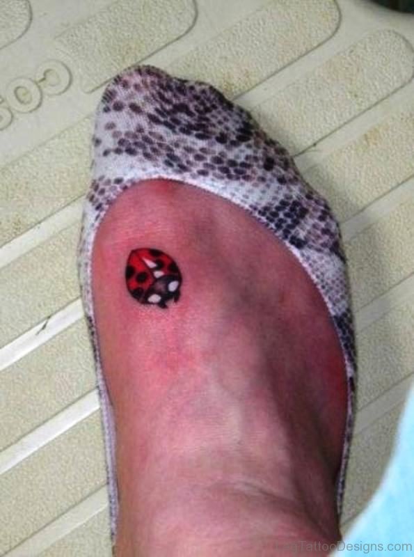 Dazzling Ladybug Tattoo On Foot