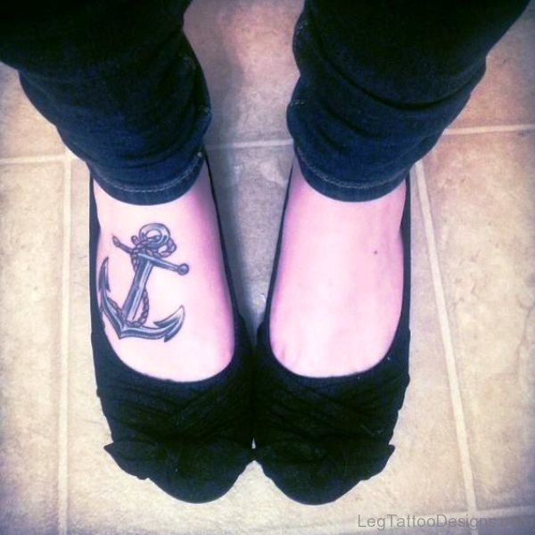 Decent Anchor Tattoo On Foot