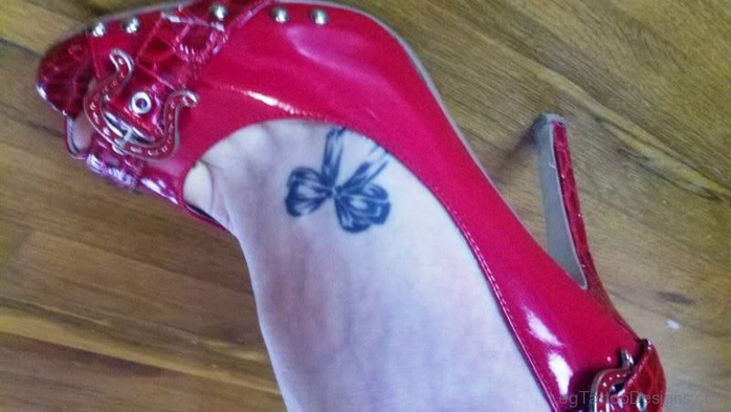 Decent Bow Tattoo On Foot