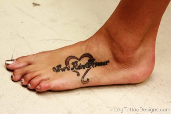 Delightful Heart Tattoo On Foot