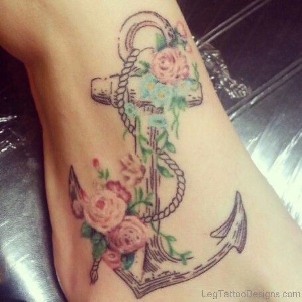 Designer Anchor Foot Tattoo