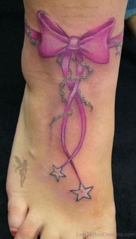 Designer Bow Ankle Tattoo