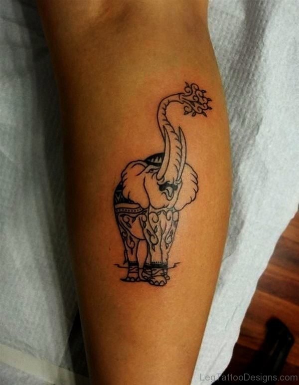 Designer Elephant Tattoo On Leg