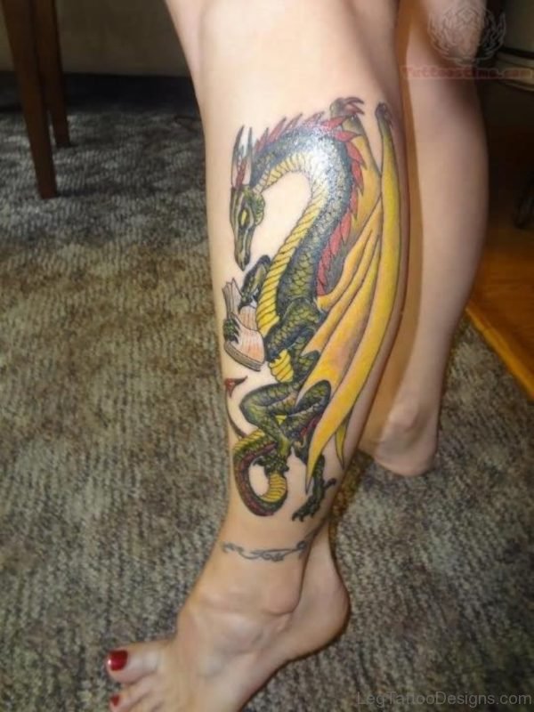 Dragon Tattoo on Left Leg