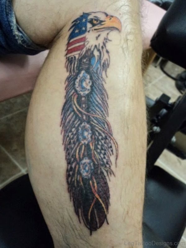 Eagle Head Feather Tattoo