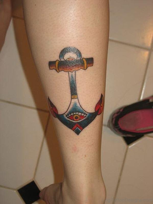 Egyptian Anchor Leg Tattoo