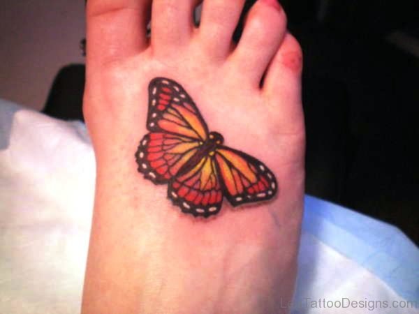 Elegant Butterfly Tattoo On Foot