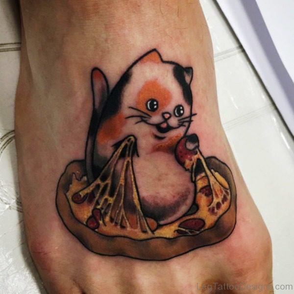 Elegant Cat Tattoo On Foot