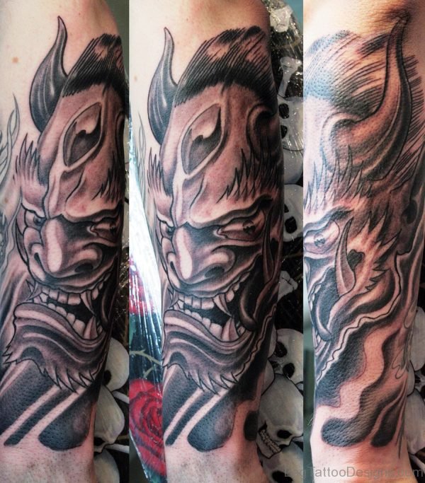 Elegant Evil Tattoo On Leg