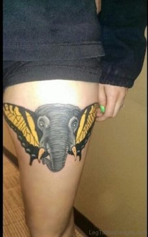 Elephant And Butterfly Tattoo