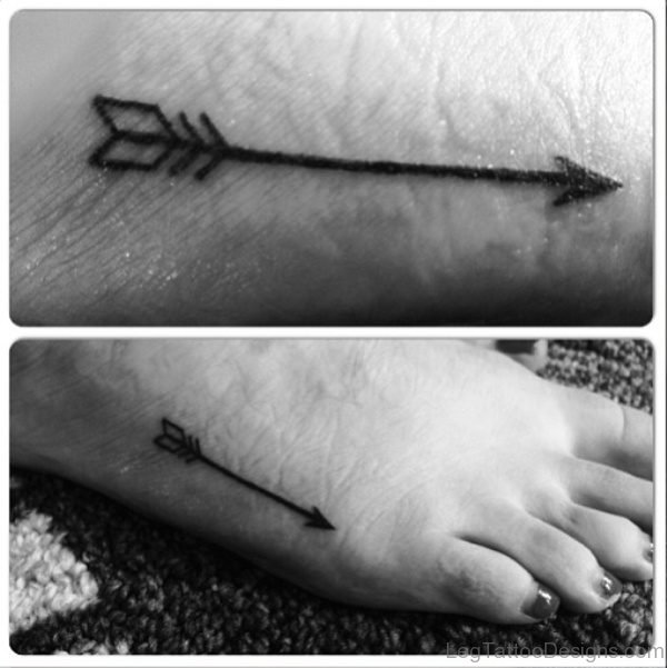 Excellent Arrow Tattoo On Foot