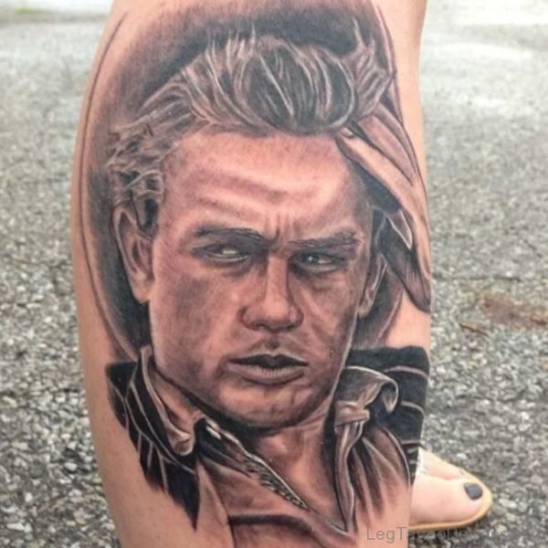 Excellent Portrait Tattoo On Leg