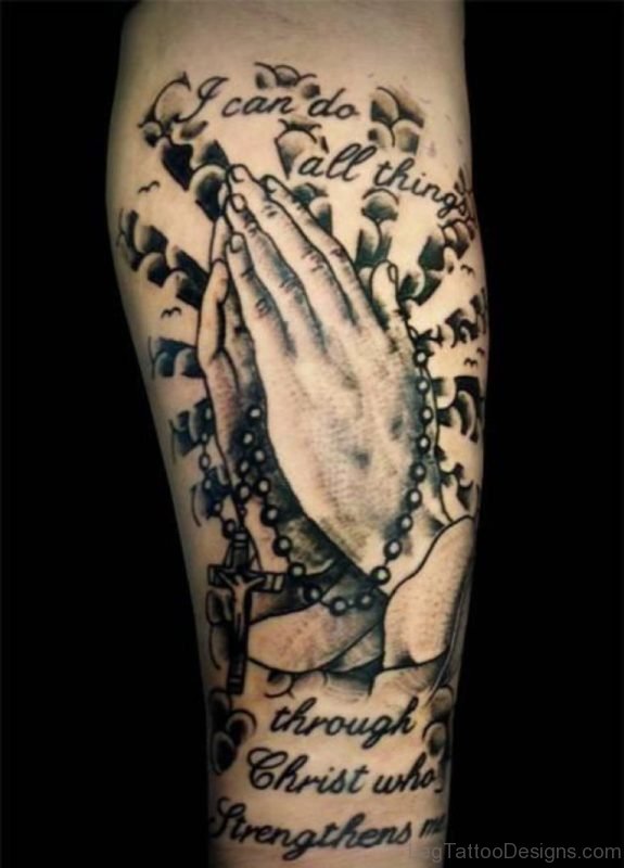 Excelllent Praying Hands Tattoo