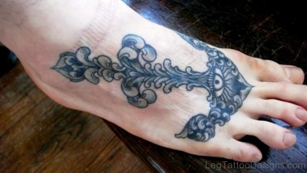 Eye Anchor Tattoo On Foot