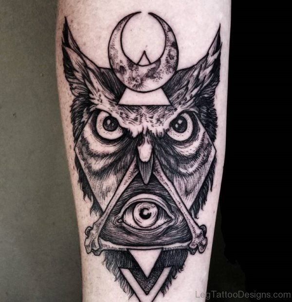 Eye And Owl Tattoo
