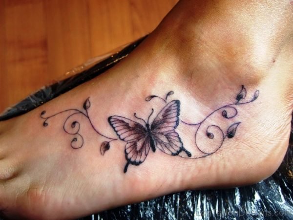 Fabulous Butterfly Tattoo On Foot