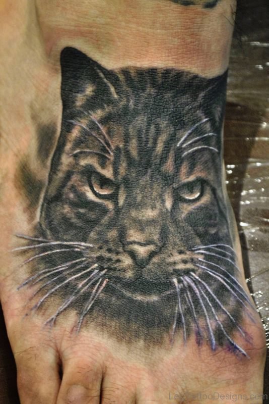 Fabulous Cat Tattoo On Foot