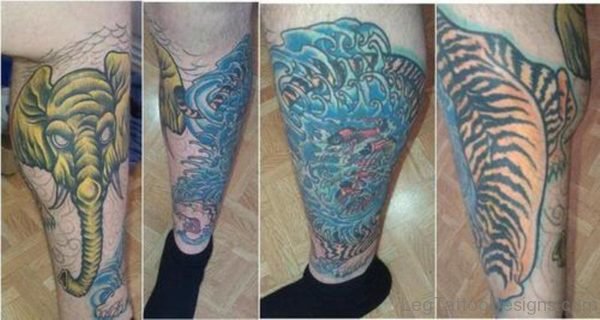 Fabulous Elephant Tattoo On Leg