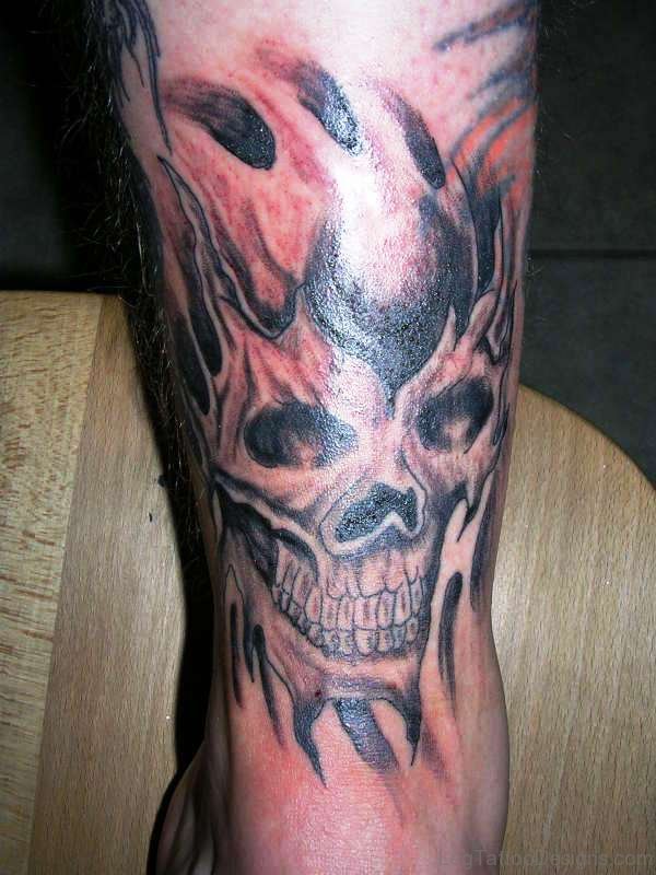 Fabulous Evil Tattoo On Leg