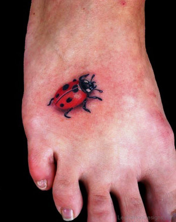 Fabulous Ladybug Tattoo On Foot