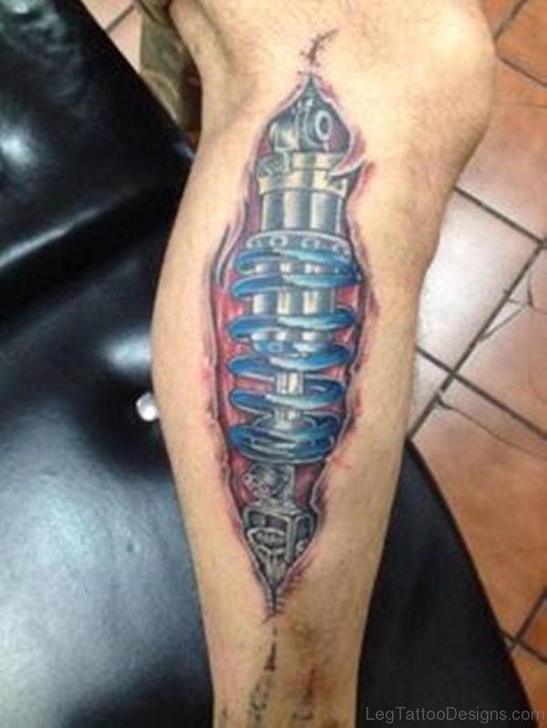 Fantastic Biomechanical Leg Tattoo Image