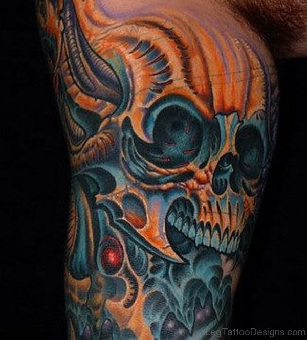 Fantastic Biomechanical Skull Tattoo