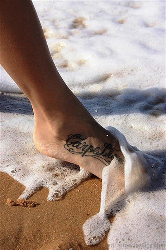 Fantastic Carpe Diem Tattoo On Foot