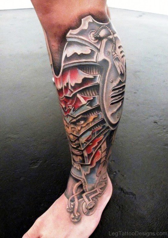 Fantastic Colorful Tattoo Design On Calf