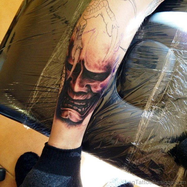 Fantastic Evil Tattoo On Leg