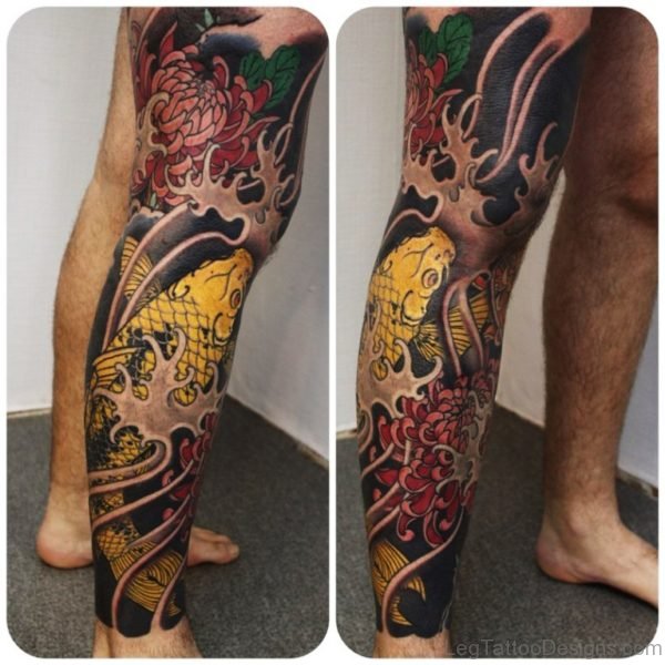 Fantastic Fish Tattoo On Leg