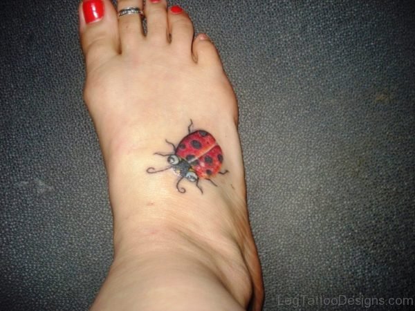 Fantastic Ladybug Tattoo On Foot