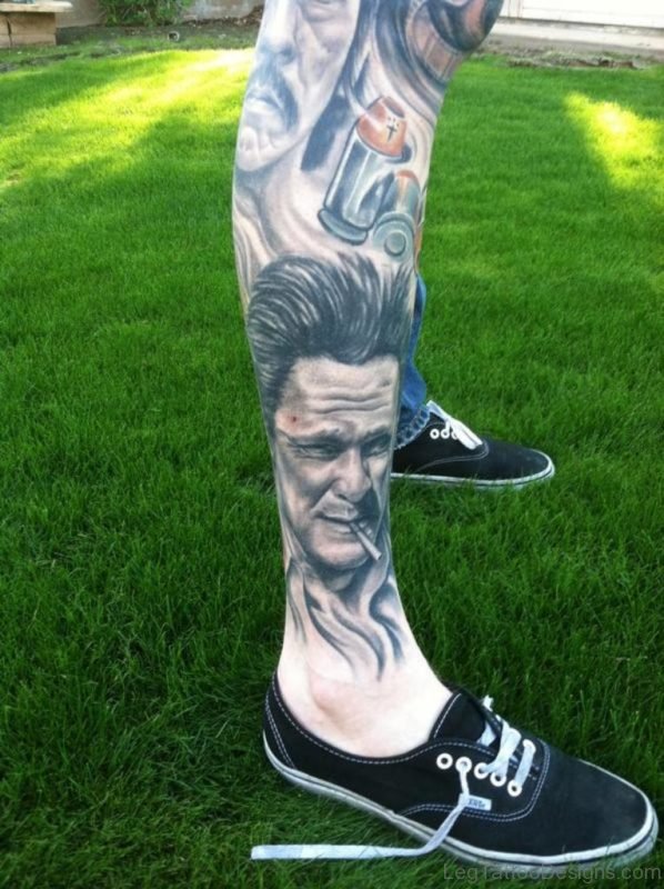 Fantastic Portrait Tattoo On Leg