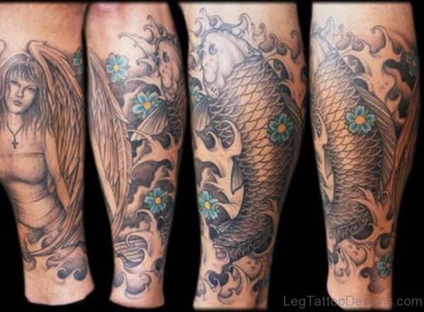 Fish And Angel Tattoo