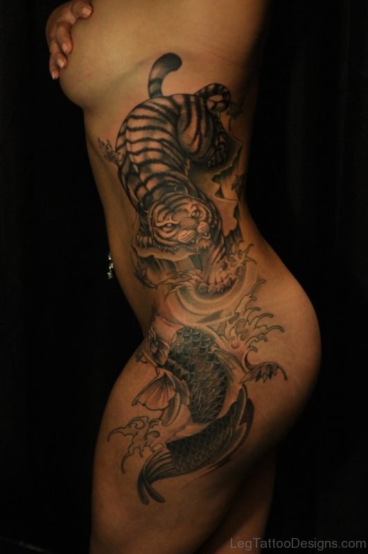 Fish And Tiger Tattoo Design