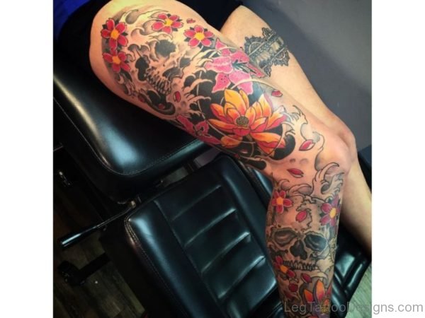 Flower And Dargon Tattoo