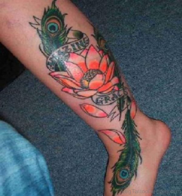 Flower And Feather Tattoo