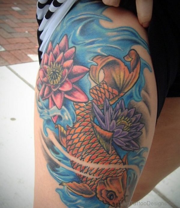 Flower And Fish Tattoo 