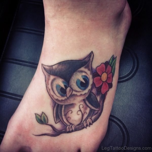 Flower And Owl Tattoo