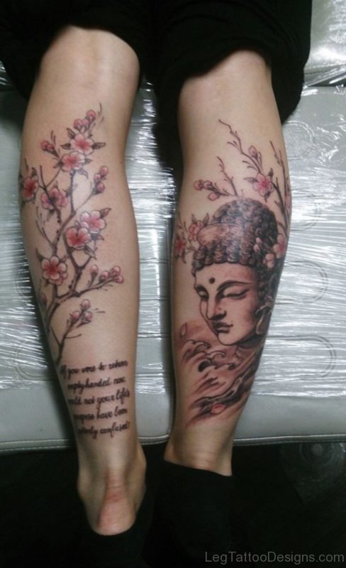 Flowers And Buddha Tattoo