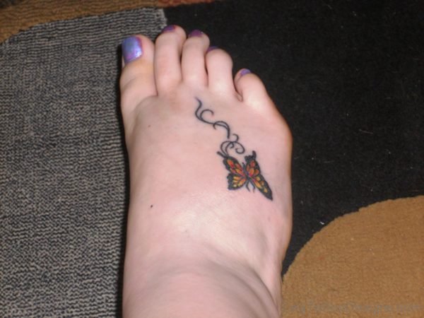 Flutter Butterfly Tattoo On Foot